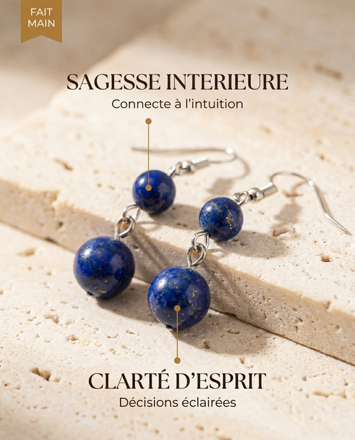 Boucles d'oreilles Lapis-Lazuli MODYZZ - bienfaits sagesse interieure