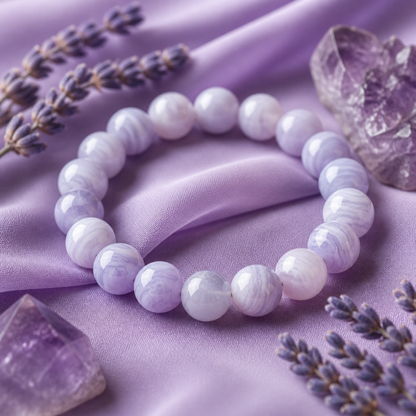 Bracelet "Paix" en Agate Dentelle Violette — Pierre Naturelle | MODYZZ