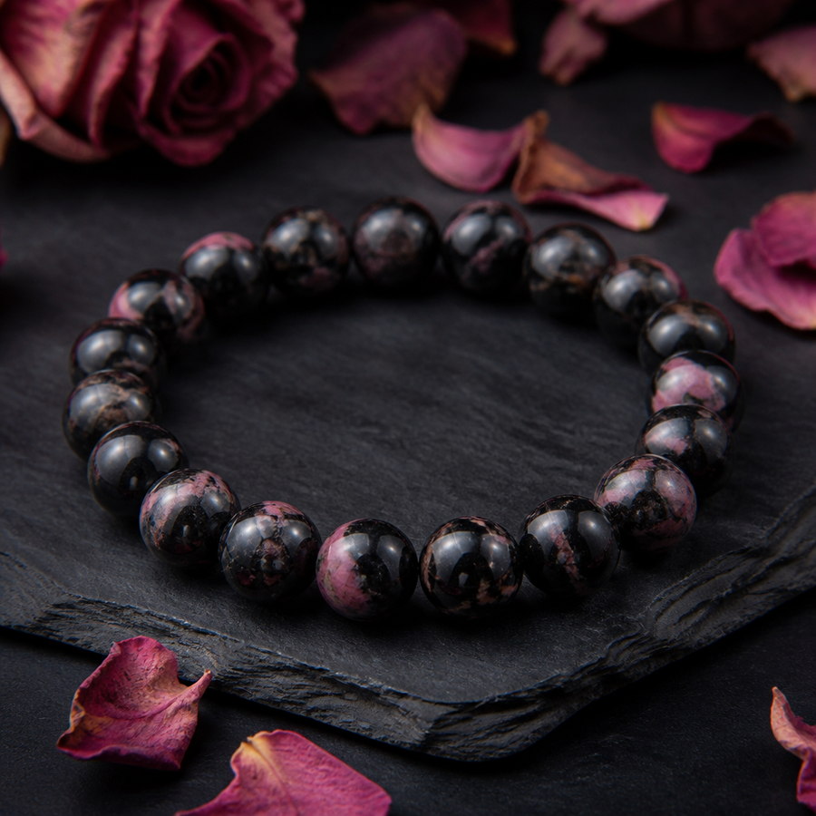 Bracelet "Guérison" en Rhodonite Noire | MODYZZ