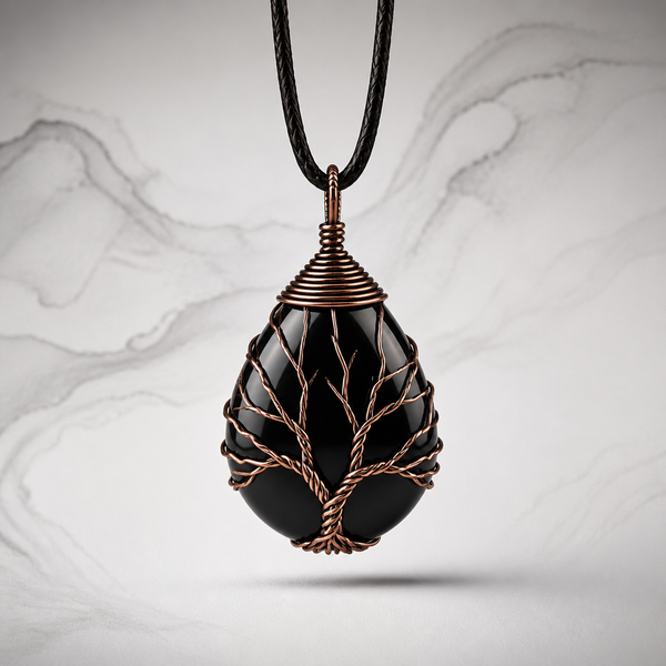 Collier "Protection" Arbre de Vie en Agate Noire | MODYZZ