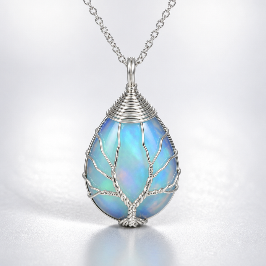 Collier "Éclat" Arbre de Vie en Opale Argentée | MODYZZ