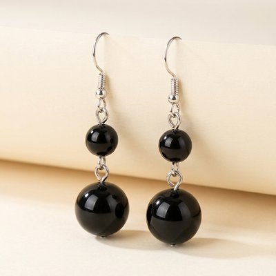 Boucles d'Oreilles "Protection" Agate Noire | MODYZZ