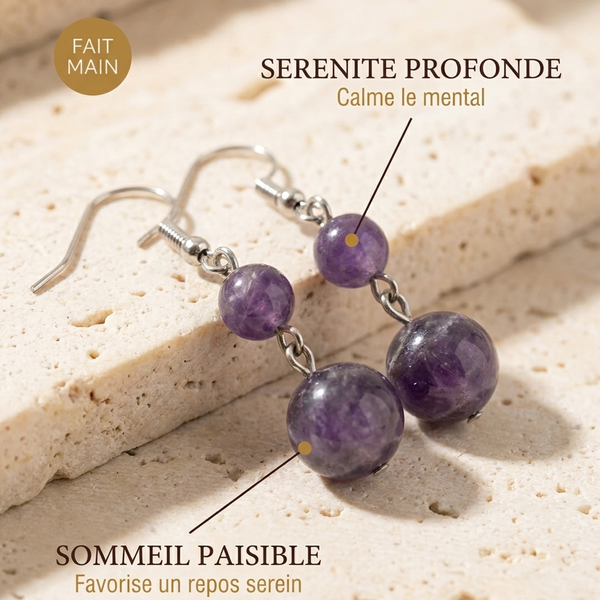 Boucles d'Oreilles "Sérénité" Améthyste | MODYZZ