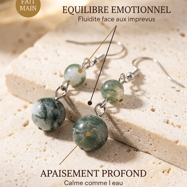 Boucles d'Oreilles "Équilibre" Pierre Aquatique | MODYZZ