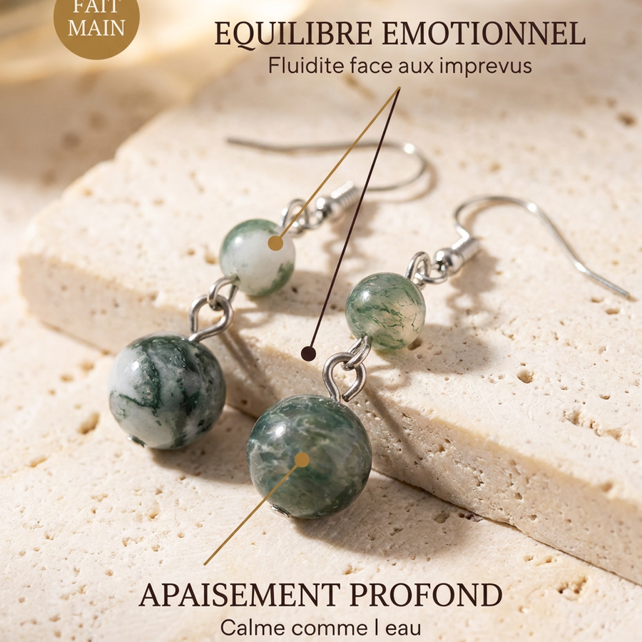 Boucles d'Oreilles "Équilibre" Pierre Aquatique | MODYZZ