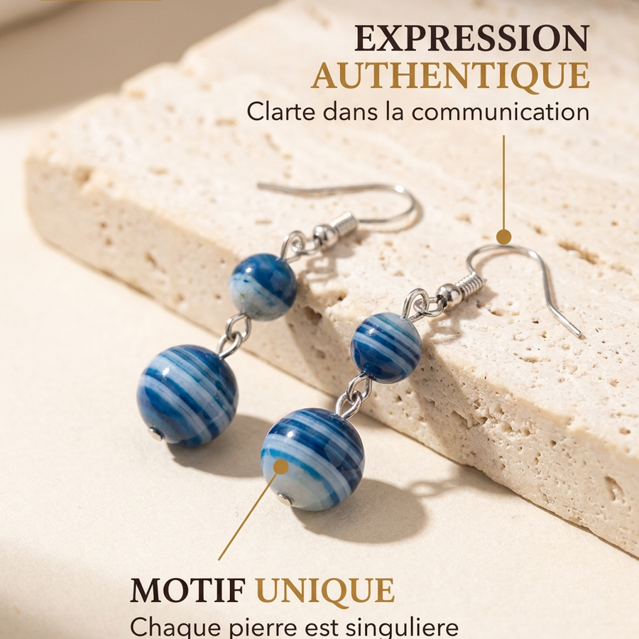 Boucles d'Oreilles "Vérité" Rayures Bleues | MODYZZ