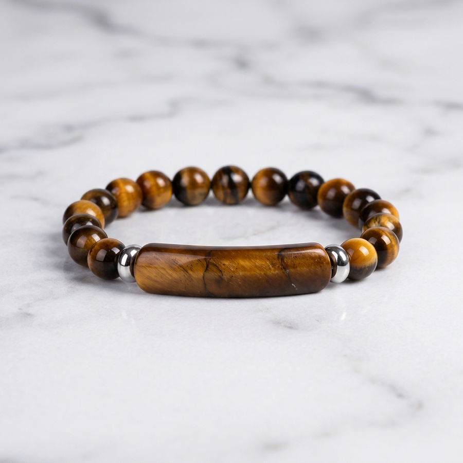 Bracelet "Pouvoir" Œil de Tigre Pierre Barre | MODYZZ