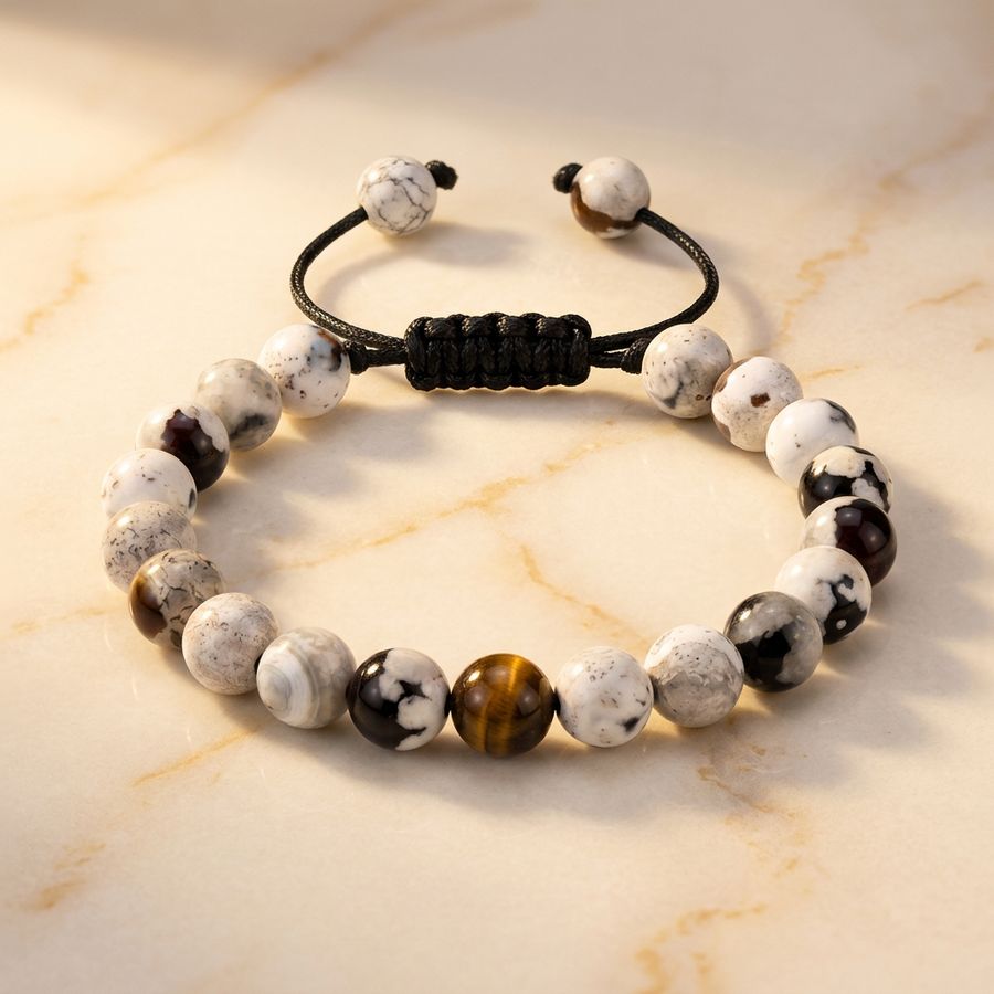 Bracelet "Clarté" Perles Blanches Ajustable | MODYZZ