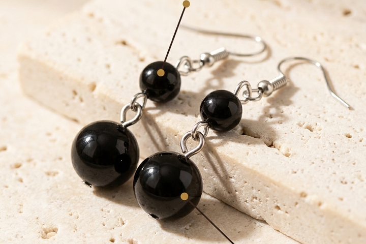 Boucles d'oreilles Agate Noire MODYZZ - bienfaits protection energetique