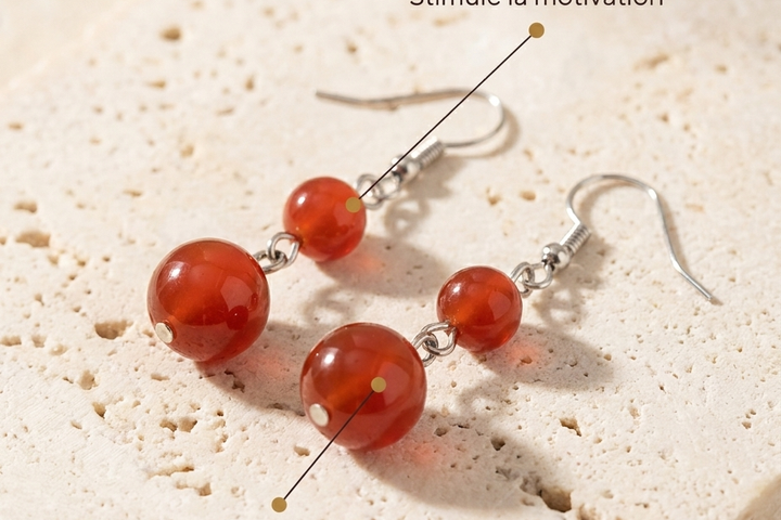 Boucles d'oreilles Agate Rouge MODYZZ - bienfaits vitalite