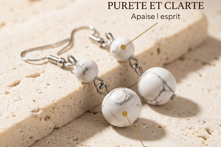 Boucles d'oreilles Turquoise Blanche MODYZZ - bienfaits purete et douceur