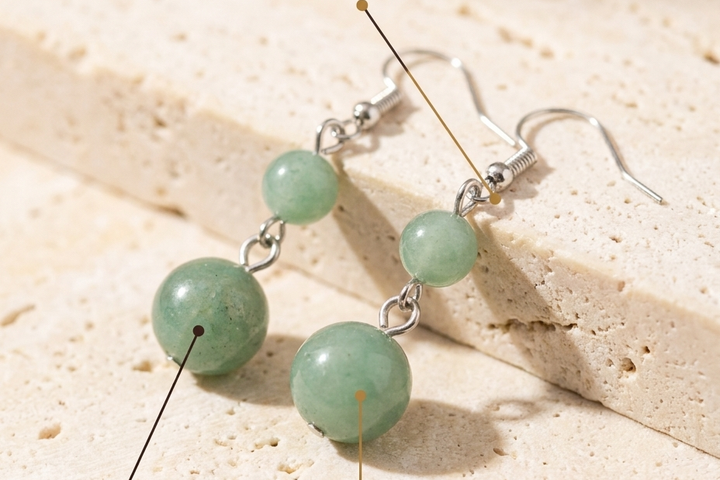Boucles d'oreilles Aventurine Verte MODYZZ - bienfaits chance et harmonie