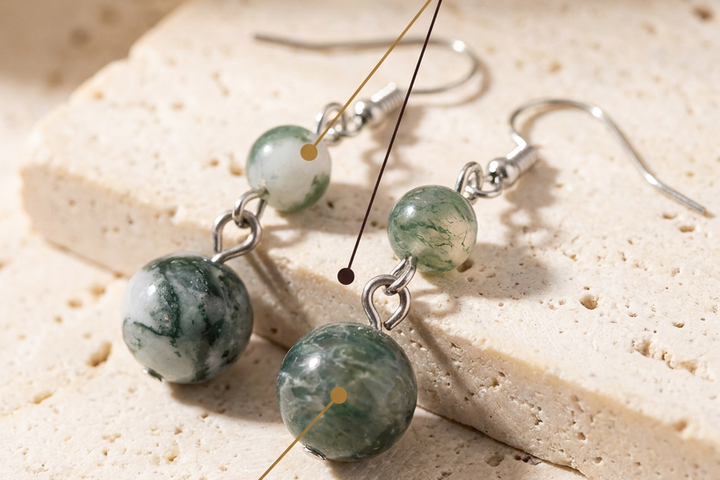 Boucles d'oreilles Pierre Aquatique MODYZZ - bienfaits equilibre emotionnel