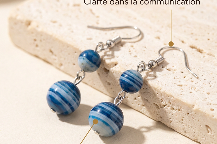 Boucles d'oreilles Rayures Bleues MODYZZ - bienfaits expression authentique