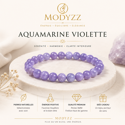 Bracelet Aquamarine Violette - Sérénité & Clarté Intérieure | MODYZZ