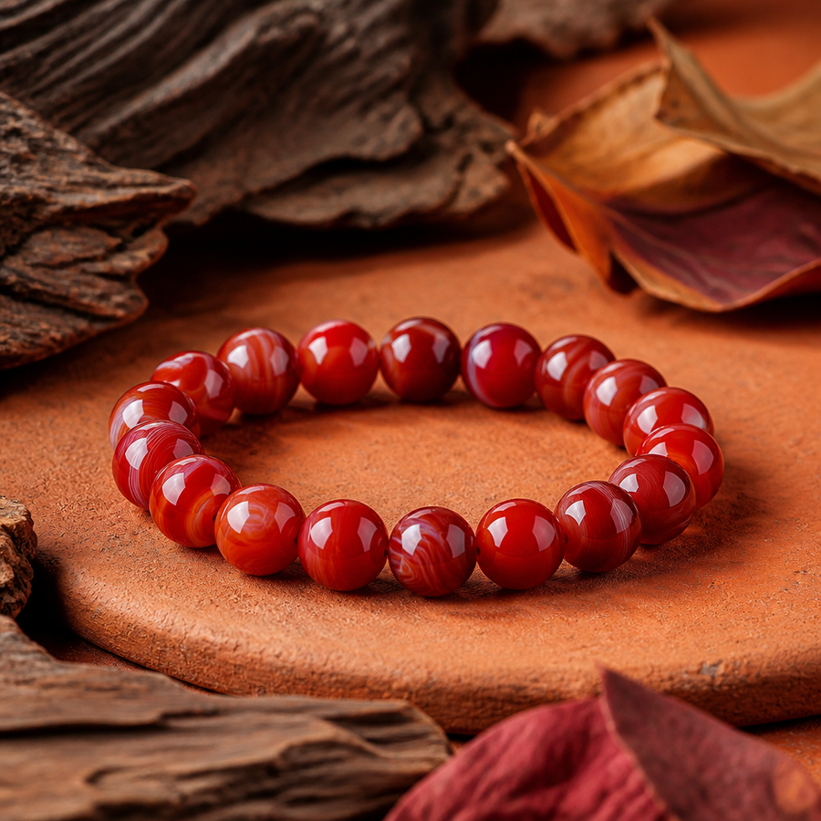 Bracelet "Vitalité" en Agate Rouge de Chine  | MODYZZ