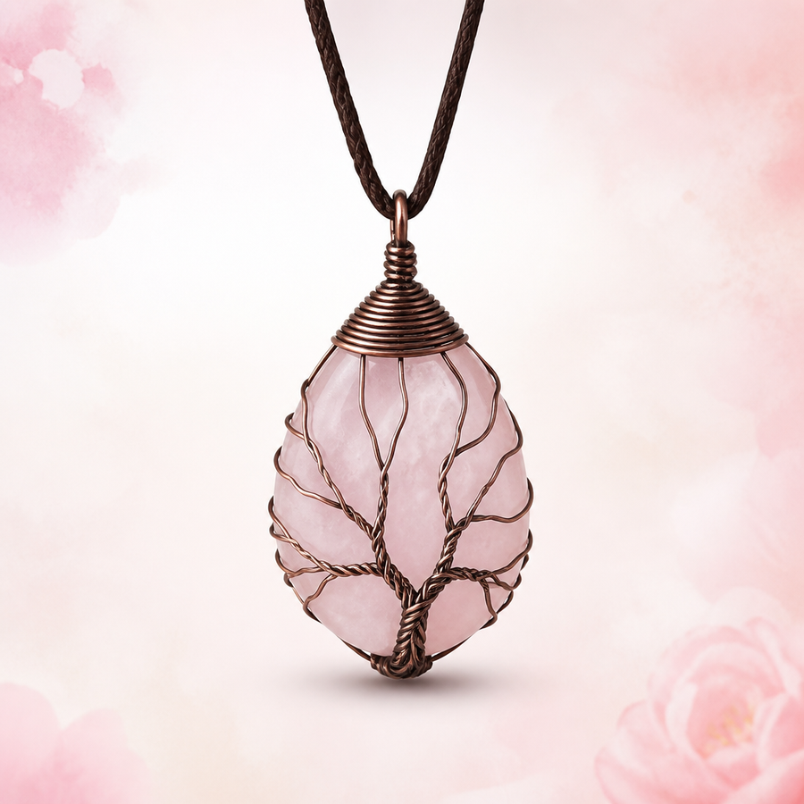 Collier "Cristal" Arbre de Vie en Cristal Rose | MODYZZ