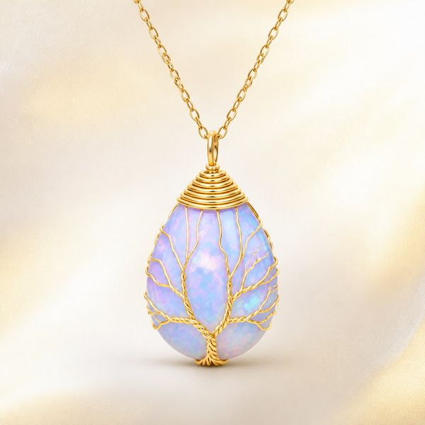 Collier "Lumière Dorée" Arbre de Vie en Opale | MODYZZ