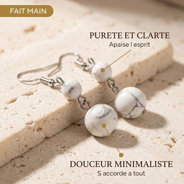 Boucles d'Oreilles "Pureté" Turquoise Blanche | MODYZZ