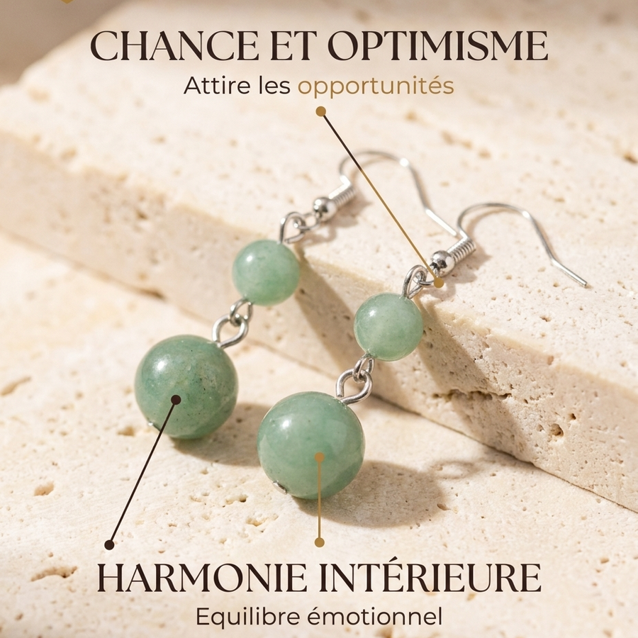 Boucles d'Oreilles "Chance" Aventurine Verte | MODYZZ
