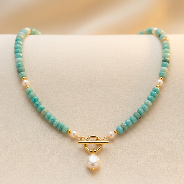 Collier "Sérénité Marine" Amazonite & Perles de Rivière | MODYZZ