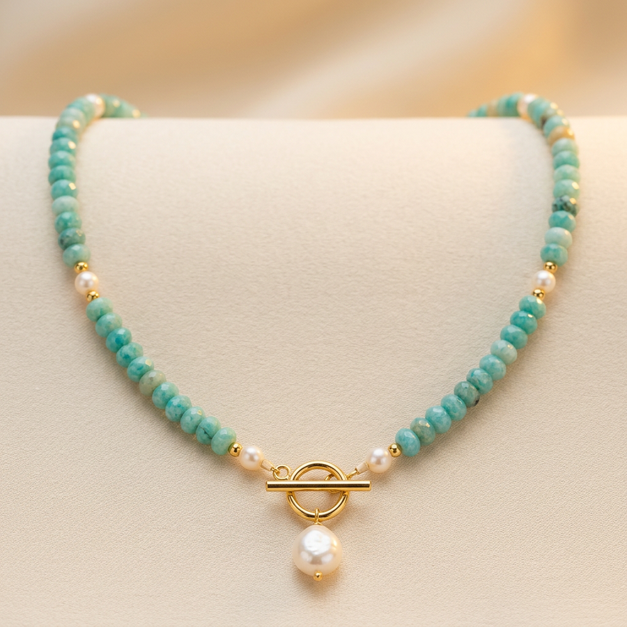 Collier "Sérénité Marine" Amazonite & Perles de Rivière | MODYZZ