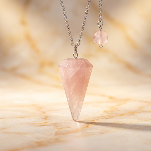 Pendule "Tendresse" Quartz Rose - Radiesthésie & Reiki | MODYZZ