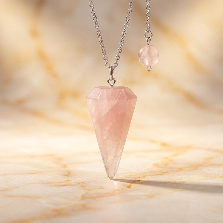 Pendule "Tendresse" Quartz Rose - Radiesthésie & Reiki | MODYZZ