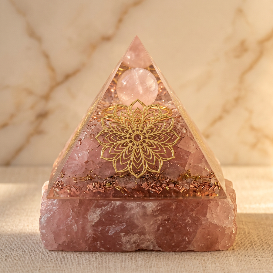 Orgonite "Ouverture du Cœur" Pyramide Quartz Rose | MODYZZ