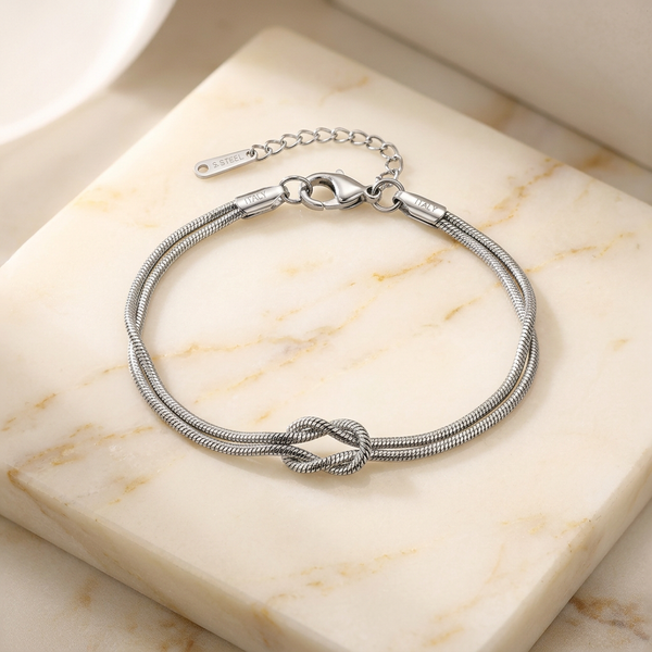 Bracelet "Nœud d'Amour" Chaîne Serpent Double | MODYZZ